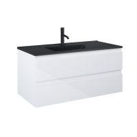 Oltens Vernal Set: Waschbecken mit Schrank 100 cm schwarz matt/weiß glänzend 68038000