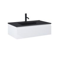 Oltens Vernal Set: Waschbecken mit Schrank 80 cm schwarz matt/weiß glänzend 68007000