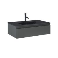 Oltens Vernal Set: Waschbecken mit Schrank 80 cm schwarz matt/grafitfarben matt 68007400