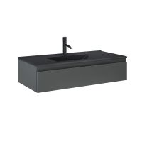 Oltens Vernal Set: Waschbecken mit Schrank 100 cm schwarz matt/grafitfarben matt 68009400