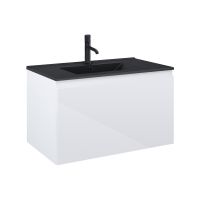 Oltens Vernal Set: Waschbecken mit Schrank 80 cm schwarz matt/weiß glänzend 68015000