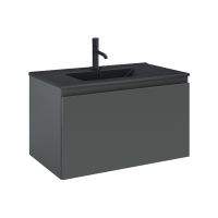 Oltens Vernal Set: Waschbecken mit Schrank 80 cm schwarz matt/grafitfarben matt 68015400