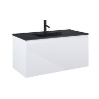 Oltens Vernal Set: Waschbecken mit Schrank 100 cm schwarz matt/weiß glänzend 68017000