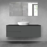 Oltens Vernal bathroom furniture set 140 cm with countertop, matte graphite/matte black 68278400