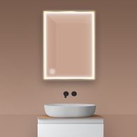 Oltens Nordlis zrcadlo 60x80 cm obdélníkový s osvětlením a systémem Klarglas, zlatá 64105800