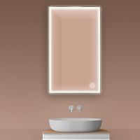 Oltens Nordlis lustro 60x100 cm prostokątne z oświetleniem z przodu z matą grzewczą mosiądz szczotkowany 64106510