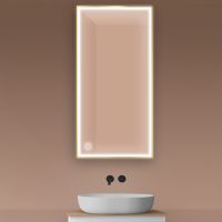 Oltens Nordlis zrcadlo 60x120 cm obdélníkový s osvětlením a systémem Klarglas, zlatá 64107800