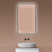 Oltens Nordlis zrcadlo 60x100 cm obdélníkový s osvětlením a systémem Klarglas, černá 64111300