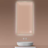 Oltens Nordlis lustro 60x120 cm prostokątne z oświetleniem od tyłu z matą grzewczą mosiądz szczotkowany 64112510