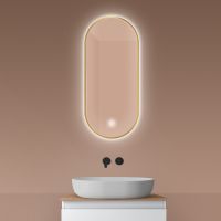 Oltens Nordlis zrcadlo 40x90 cm oválný s osvětlením a systémem Klarglas, zlatá 64113800