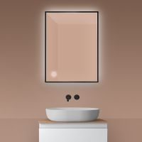 Oltens Nordlis zrcadlo 60x80 cm obdélníkový s osvětlením a systémem Klarglas, černá, 64115300