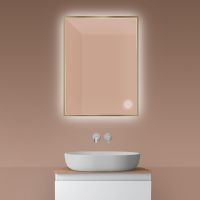 Oltens Nordlis lustro 60x80 cm prostokątne z oświetleniem od tyłu z matą grzewczą mosiądz szczotkowany 64115510