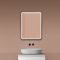 Oltens Nordlis zrcadlo 60x80 cm obdélníkový s osvětlením a systémem Klarglas, černá 64116300