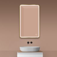 Oltens Nordlis zrcadlo 60x100 cm obdélníkový s osvětlením a systémem Klarglas, zlatá 64117810