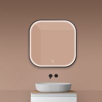 Oltens Nordlis zrcadlo 80x80 cm čtvercový s osvětlením a systémem Klarglas, černá 64122300