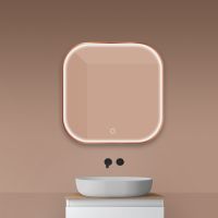 Oltens Nordlis zrcadlo 80x80 cm čtvercový s osvětlením a systémem Klarglas, měď kartáčovaná 64122610