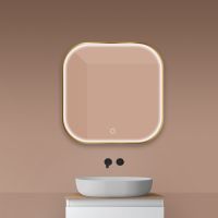 Oltens Nordlis zrcadlo 80x80 cm čtvercový s osvětlením a systémem Klarglas, zlatá 64122810