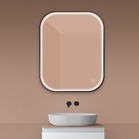 Oltens Nordlis zrcadlo 80x100 cm obdélníkový s osvětlením a systémem Klarglas, černá 64124300