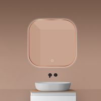 Oltens Nordlis zrcadlo 80x80 cm čtvercový s osvětlením a systémem Klarglas, měď kartáčovaná 64125610