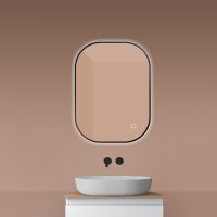 Oltens Nordlis zrcadlo 60x80 cm obdélníkový s osvětlením a systémem Klarglas, černá, 64126300