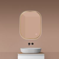 Oltens Nordlis zrcadlo 60x80 cm obdélníkový s osvětlením a systémem Klarglas, zlatá 64126810