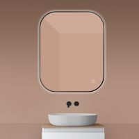 Oltens Nordlis zrcadlo 80x100 cm obdélníkový s osvětlením a systémem Klarglas, černá 64127300