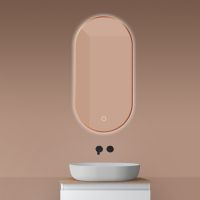 Oltens Nordlis zrcadlo 50x100 cm oválný s osvětlením a systémem Klarglas, měď kartáčovaná 64129610