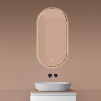 Oltens Nordlis zrcadlo 50x100 cm oválný s osvětlením a systémem Klarglas, zlatá 64129810