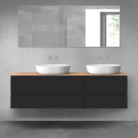 Oltens Vernal zestaw mebli łazienkowych 160 cm z blatem czarny mat/dąb 68336300