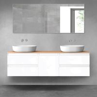 Oltens Vernal zestaw mebli łazienkowych 160 cm z blatem biały połysk/dąb 68403000