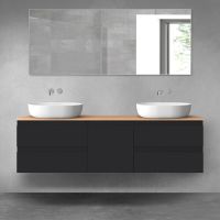 Oltens Vernal zestaw mebli łazienkowych 160 cm z blatem czarny mat/dąb 68404300