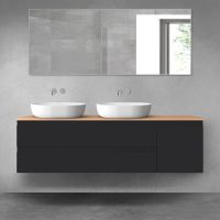 Oltens Vernal zestaw mebli łazienkowych 160 cm z blatem czarny mat/dąb 68480300