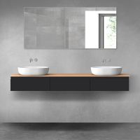 Oltens Vernal zestaw mebli łazienkowych 180 cm z blatem czarny mat/dąb 68492300