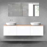 Oltens Vernal zestaw mebli łazienkowych 180 cm z blatem biały połysk/dąb 68493000