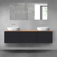 Oltens Vernal zestaw mebli łazienkowych 180 cm z blatem czarny mat/dąb 68493300