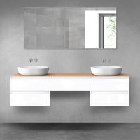 Oltens Vernal zestaw mebli łazienkowych 180 cm z blatem biały połysk/dąb 68497000