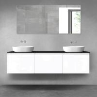 Oltens Vernal zestaw mebli łazienkowych 180 cm z blatem biały połysk/czarny mat 68500000