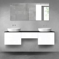 Oltens Vernal zestaw mebli łazienkowych 180 cm z blatem biały połysk/czarny mat 68501000