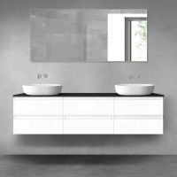 Oltens Vernal zestaw mebli łazienkowych 180 cm z blatem biały połysk/czarny mat 68503000