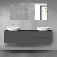 Oltens Vernal zestaw mebli łazienkowych 180 cm z blatem grafit mat/czarny mat 68503400