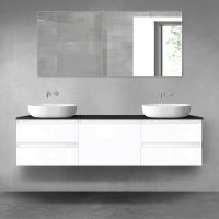 Oltens Vernal zestaw mebli łazienkowych 180 cm z blatem biały połysk/czarny mat 68505000