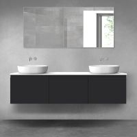 Oltens Vernal zestaw mebli łazienkowych 180 cm z blatem czarny mat/biały połysk 68507300