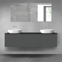 Oltens Vernal zestaw mebli łazienkowych 180 cm z blatem grafit mat/czarny mat 68500400
