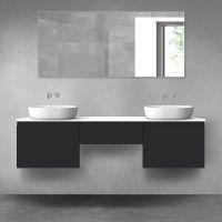 Oltens Vernal zestaw mebli łazienkowych 180 cm z blatem czarny mat/biały połysk 68508300