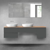 Oltens Vernal zestaw mebli łazienkowych 180 cm z blatem grafit mat/dąb 68525400