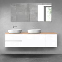 Oltens Vernal zestaw mebli łazienkowych 180 cm z blatem biały połysk/dąb 68528000
