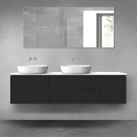 Oltens Vernal zestaw mebli łazienkowych 180 cm z blatem czarny mat/biały połysk 68533300