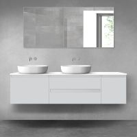 Oltens Vernal zestaw mebli łazienkowych 180 cm z blatem szary mat/biały połysk 68533700