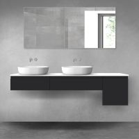 Oltens Vernal zestaw mebli łazienkowych 180 cm z blatem czarny mat/biały połysk 68535300