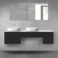 Oltens Vernal zestaw mebli łazienkowych 180 cm z blatem czarny mat/biały połysk 68536300